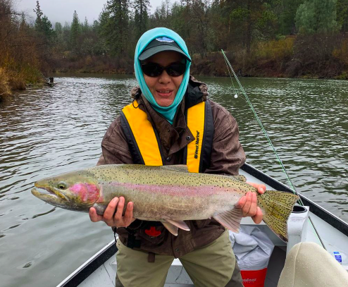 Veteran Lorina Walker-Kaloi with a mighty Trinity River Steelhead … well done Lorina!